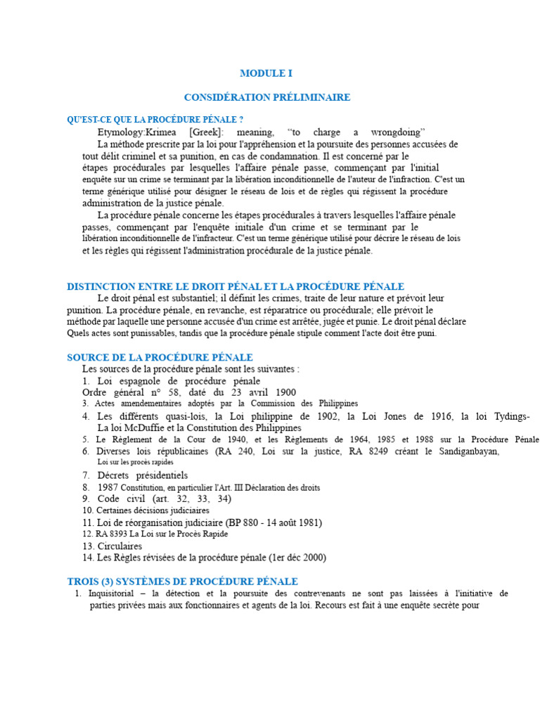 Introduction à la procédure pénale | PDF | Crimes | Crime et violence