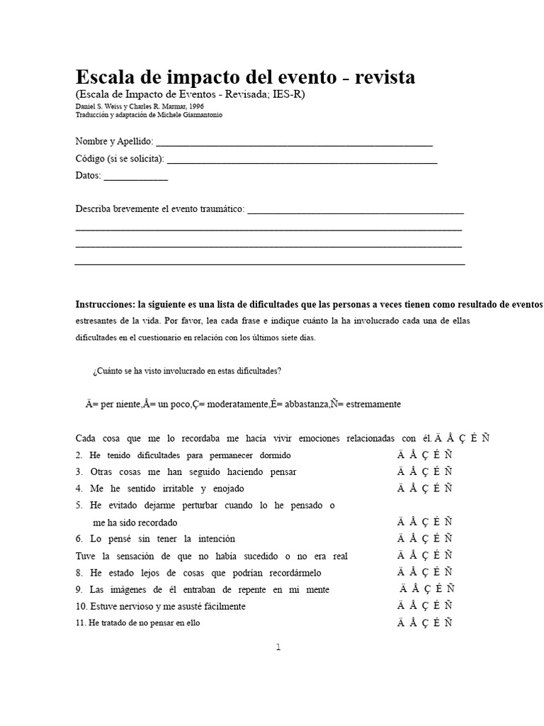 Escala Ies-R - Esp | PDF | Ciencias del comportamiento | Conceptos ...