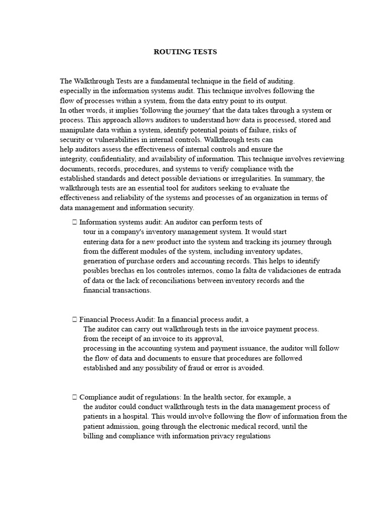 Walkthrough Tests in Auditing Explained | PDF | Internal Control | Audit