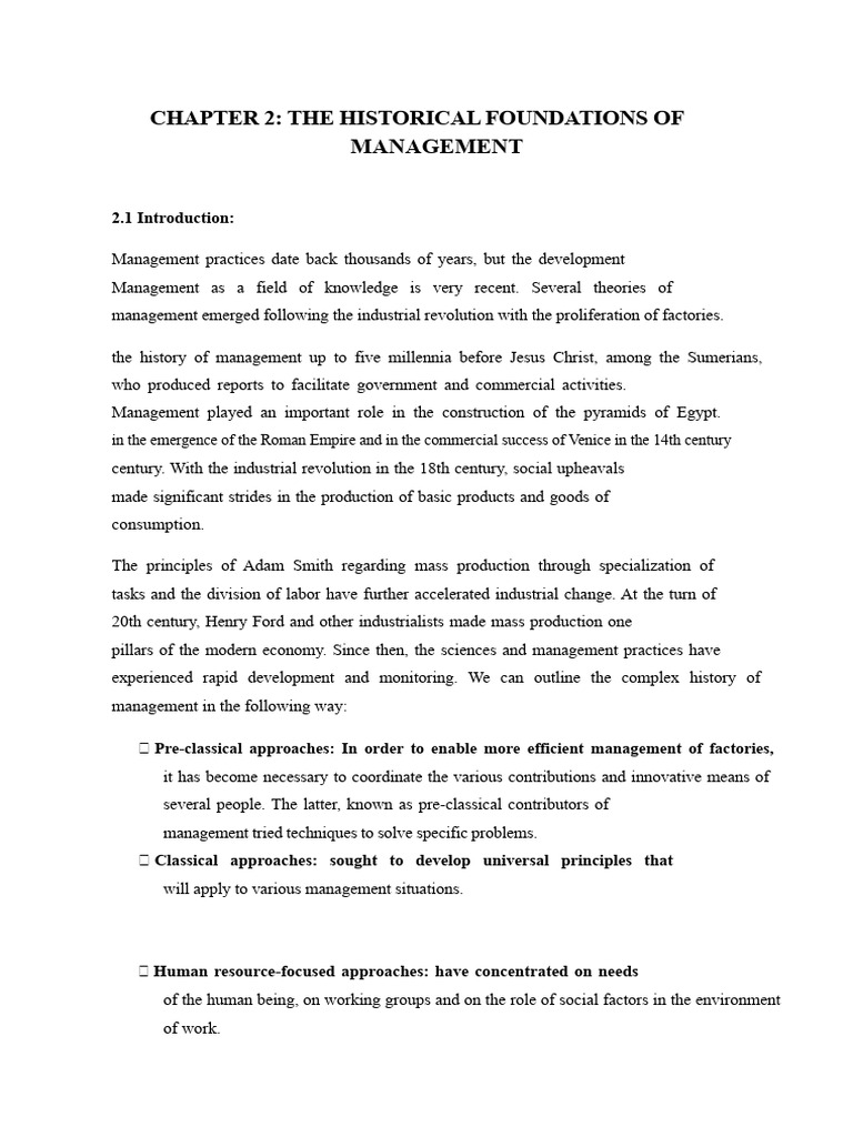 Historical Foundations of Management | PDF
