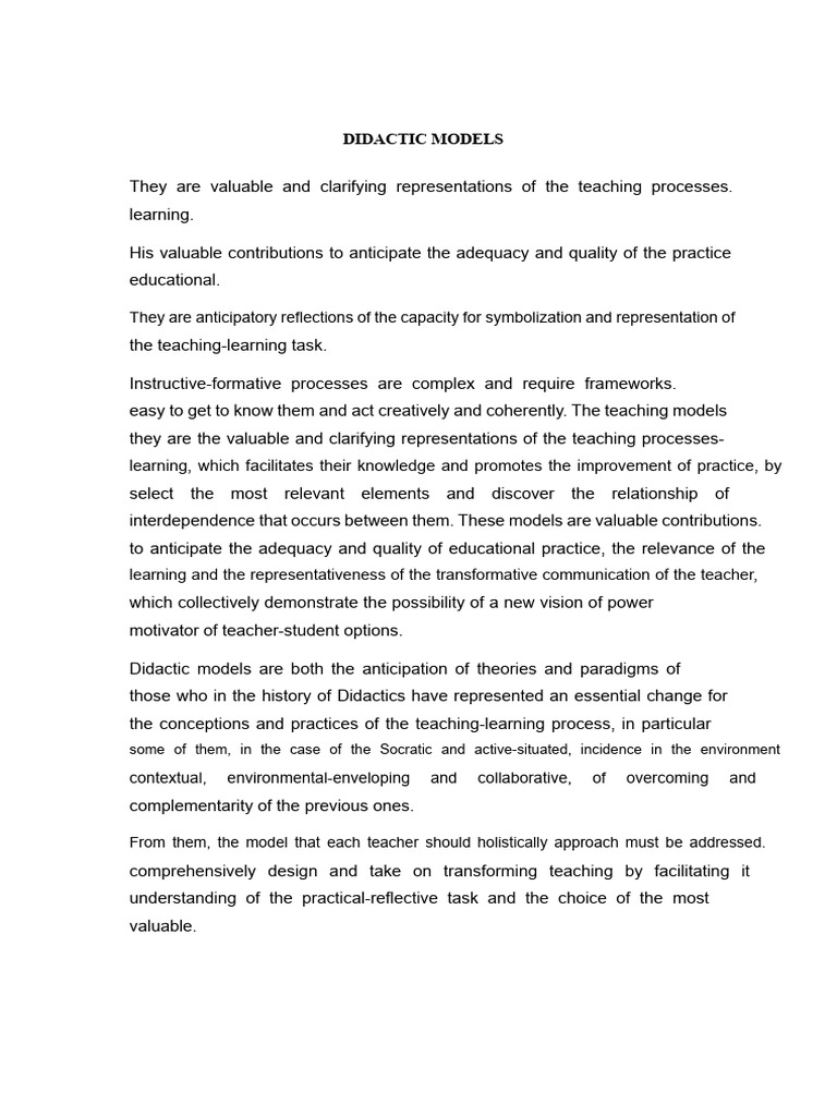 Understanding Didactic Models in Education | PDF | Knowledge | Learning
