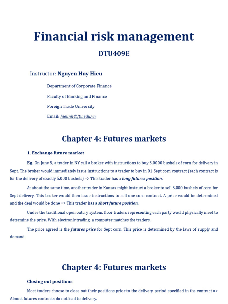 Futures Markets in Financial Risk Management | PDF | Futures Contract ...