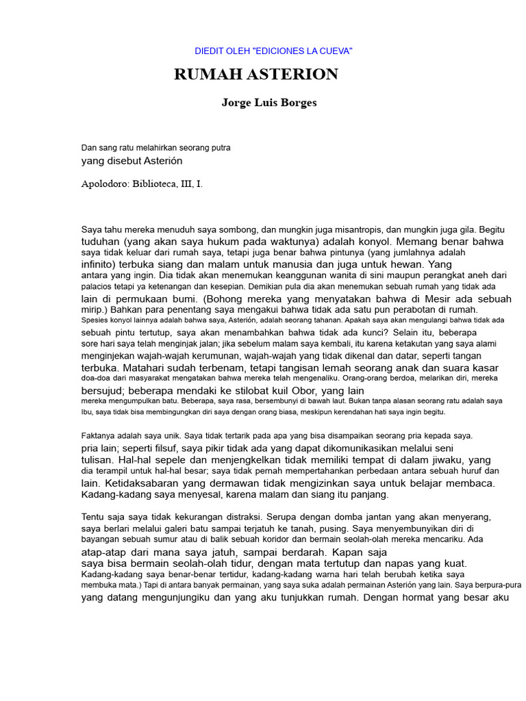 Asterion: Kisah Minotaur yang Terasing | PDF