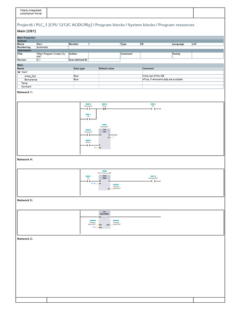 PLC Program Overview for Automation | PDF
