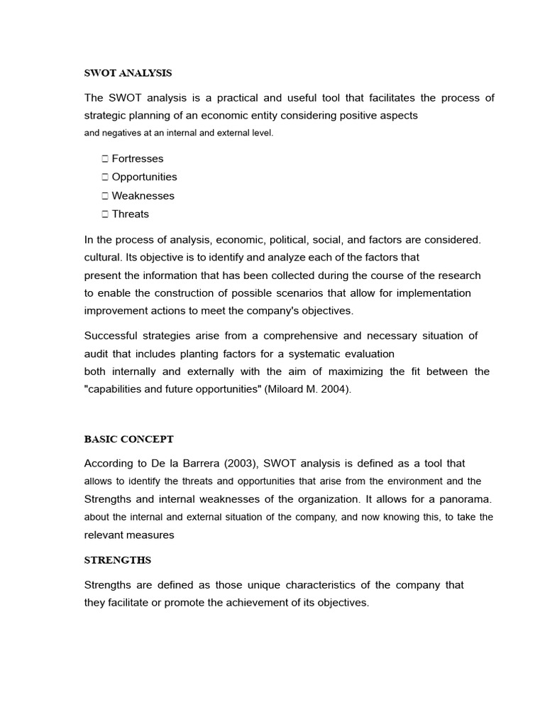 Comprehensive SWOT Analysis Guide | PDF | Swot Analysis | Strategic ...