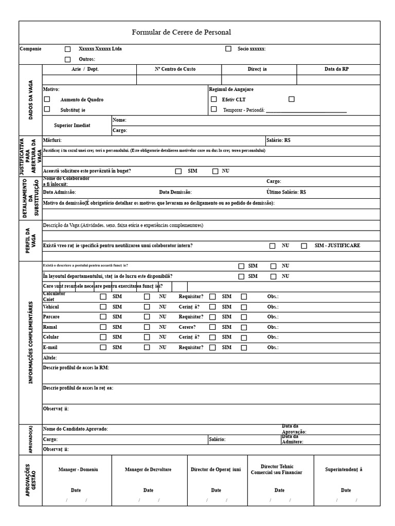 Formular de Cerere de Personal | PDF