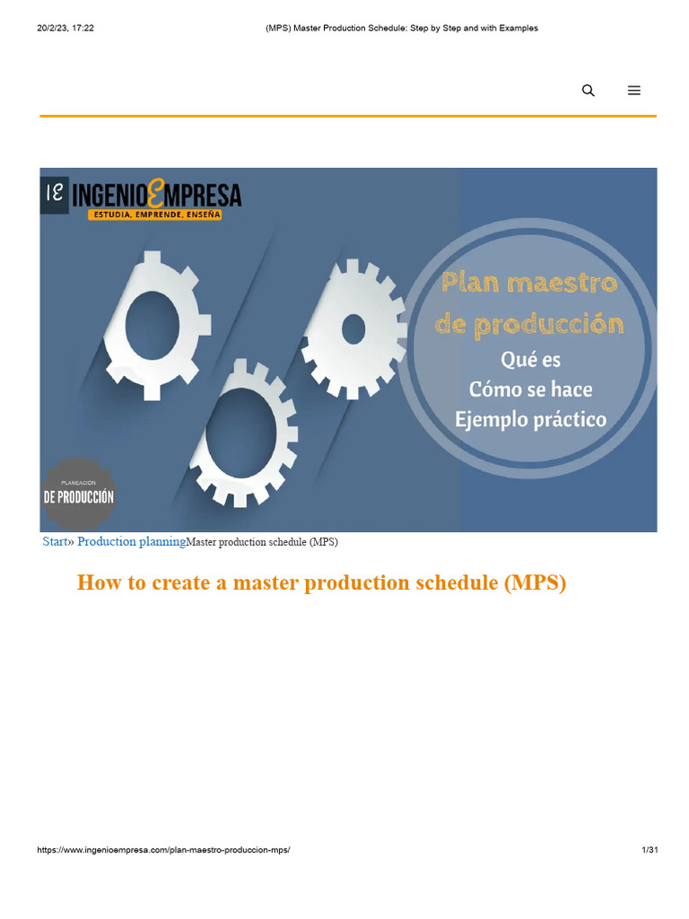(MPS) Master Production Schedule_ Step by step and with examples | PDF ...