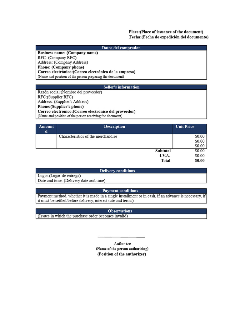 Purchase Order Template for Businesses | PDF