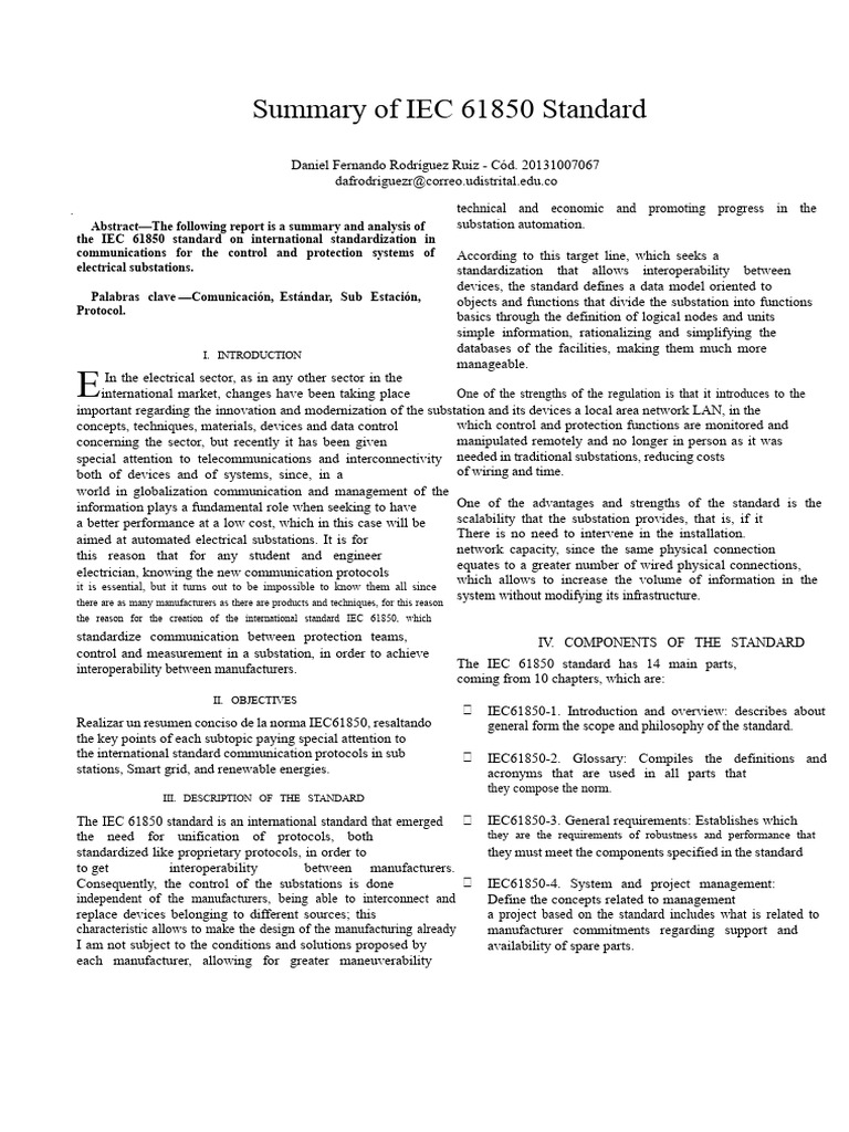 Overview of IEC 61850 Standard | PDF | System | Interface (Computing)