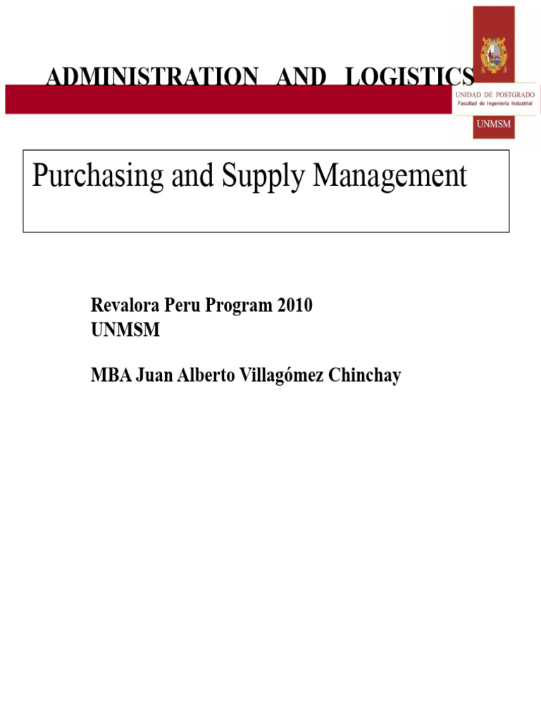 Purchasing and Supply Management Guide | PDF | Supply Chain | Procurement