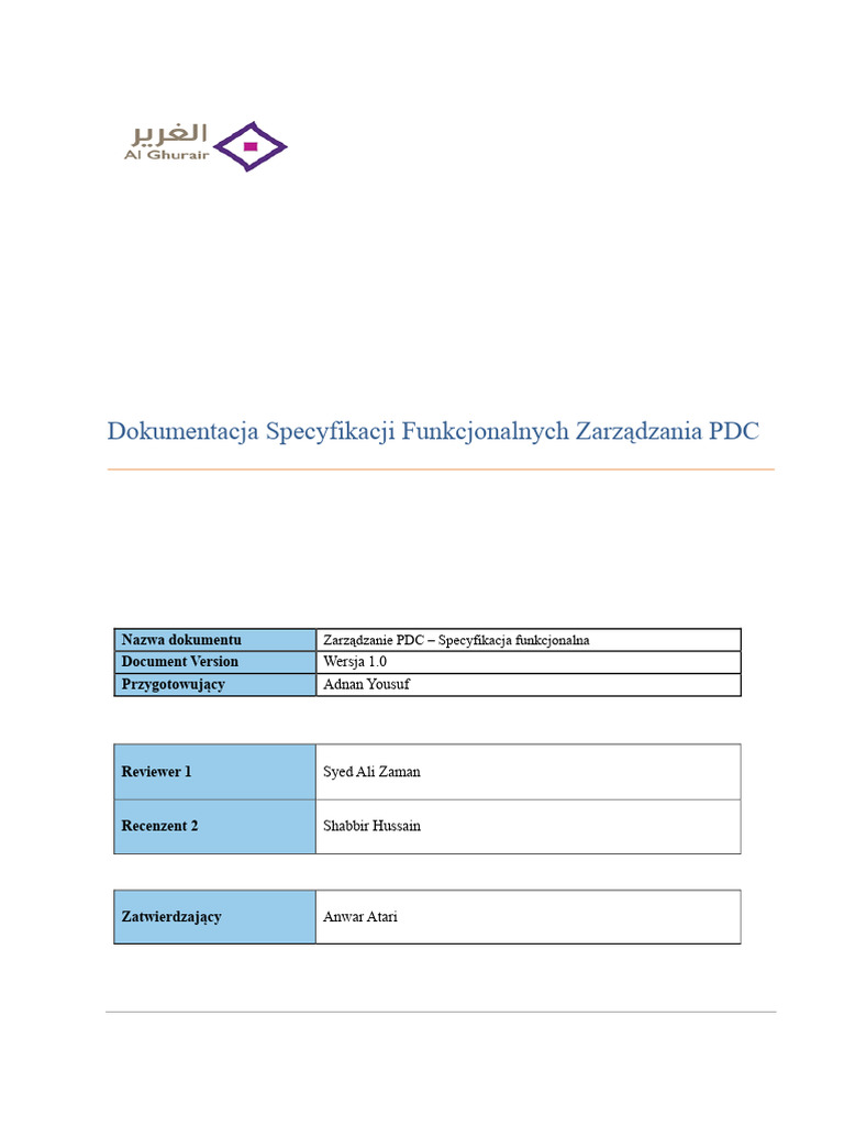 Dokument Funkcjonalny Rozwiązania PDC | PDF