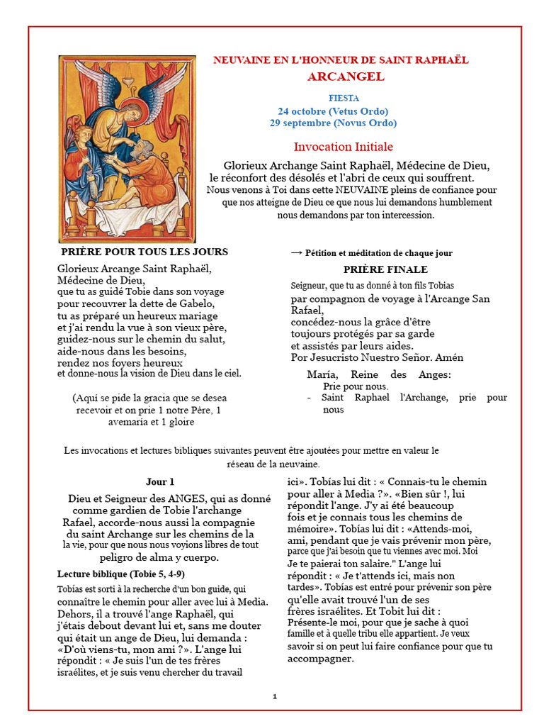 Neuvaine à Saint Raphaël, Archange | PDF | Spiritualité | Théologie