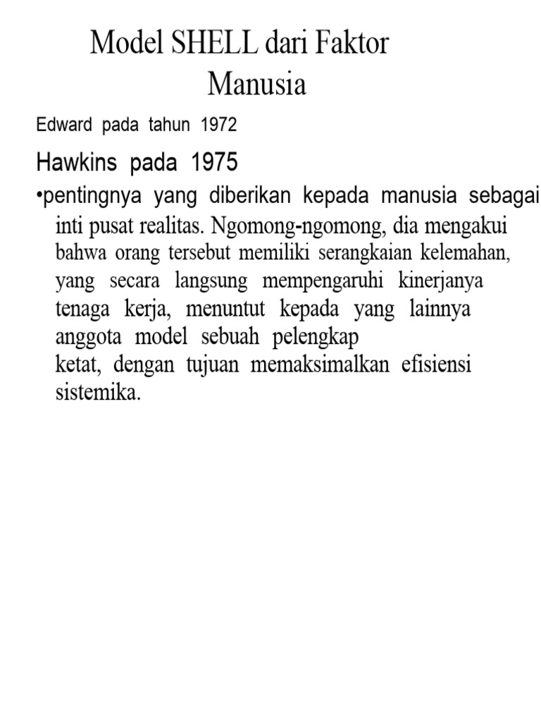 Model SHELL dan Reason dalam Kecelakaan | PDF