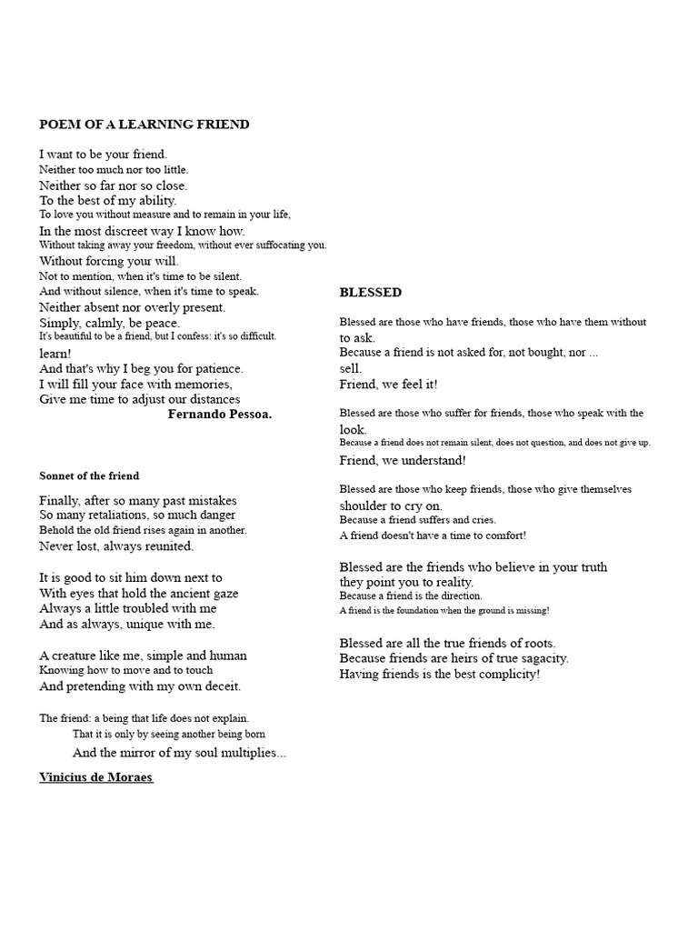 Poem of The Learning Friend | PDF