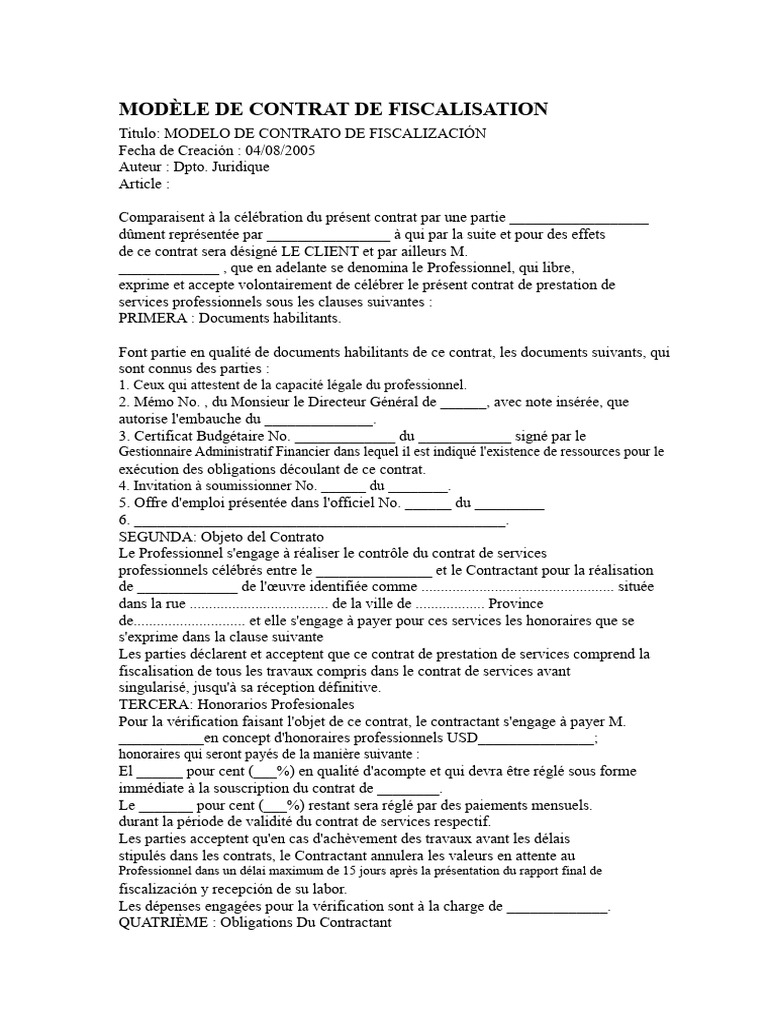 Modèle de contrat de fiscalisation | PDF | Médiation | Arbitrage
