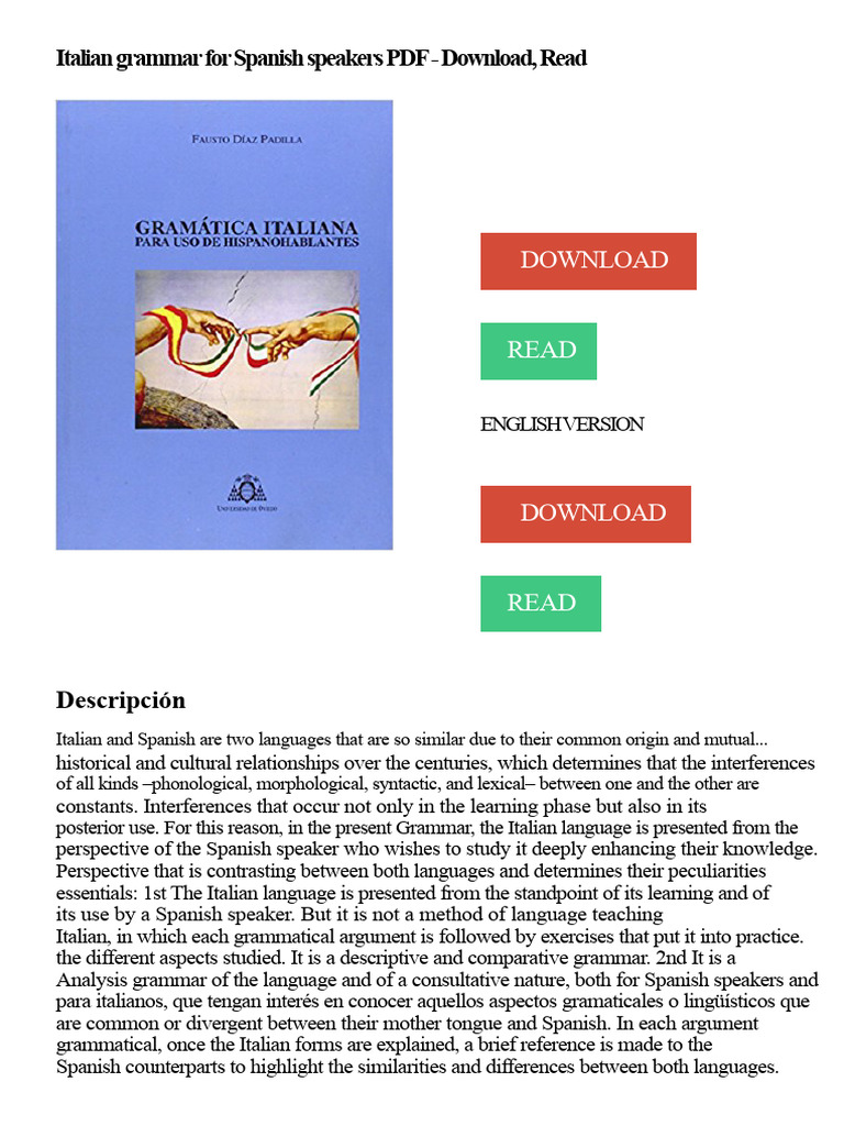 Italian Grammar Guide for Spanish Speakers | PDF | Spanish Language ...