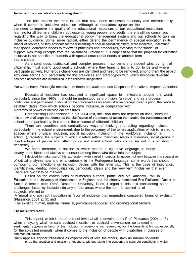 Understanding Inclusive Education Challenges | PDF | Special Education ...