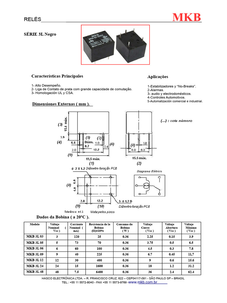 Relés MKB Série 3L: Alto Desempeño | PDF | Relé | Ingenieria Eléctrica