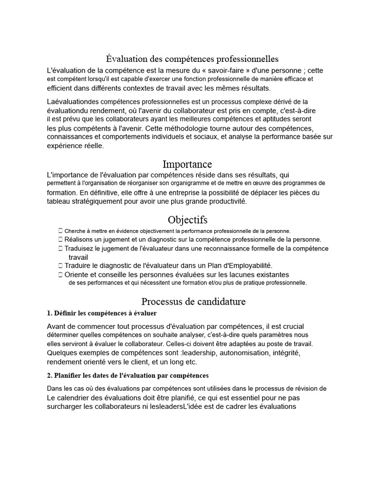 Évaluation des compétences professionnelles | PDF | Performance artistique