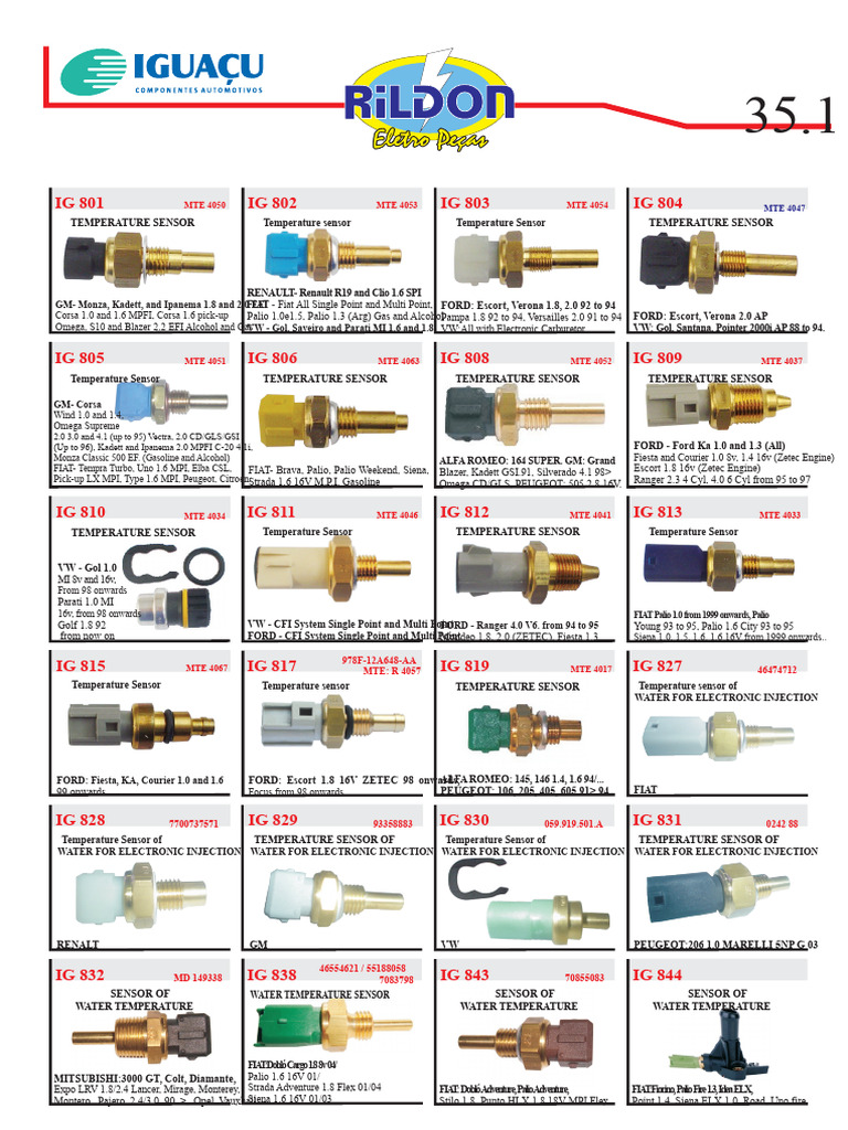 Temperature Sensors for Various Vehicles | PDF | Land Vehicles | Front ...