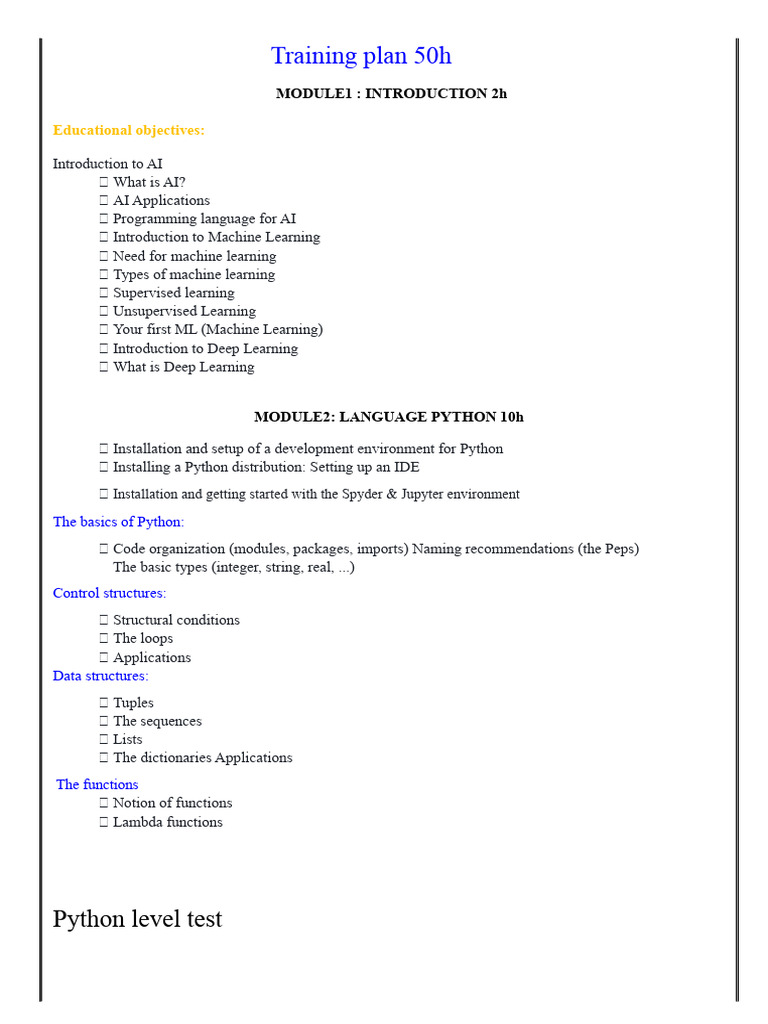 Comprehensive AI and Machine Learning Training | PDF | Machine Learning ...