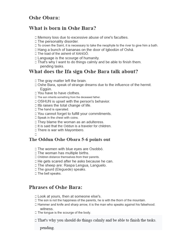 Understanding Oshe Bara in Ifá | PDF