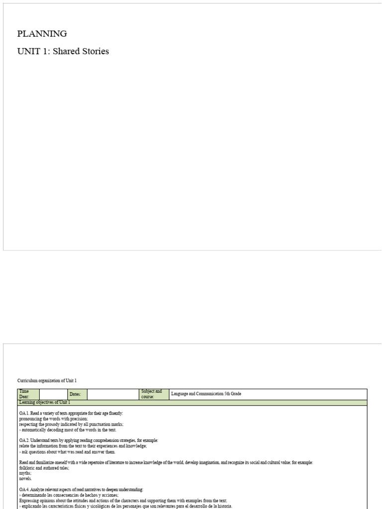 5th Grade Language Arts Unit 1 Guide | PDF | Reading Comprehension ...