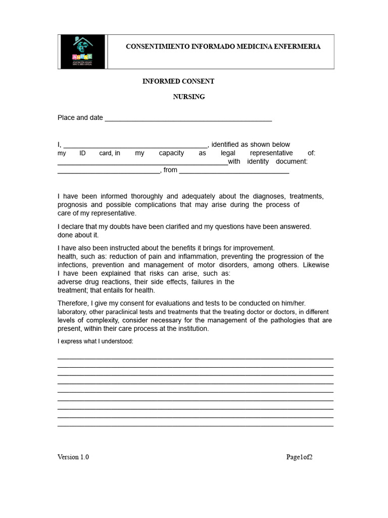 Nursing - F-151 INFORMED CONSENT NURSING VERSION 1.0 | PDF | Informed ...