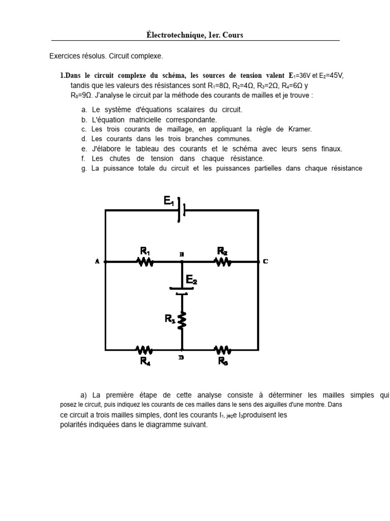Analyse d'un circuit complexe en électrotechnique | PDF | Tension ...