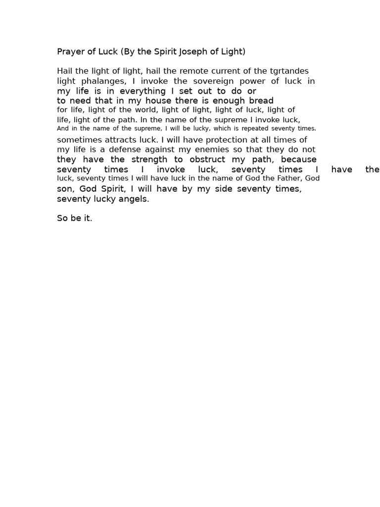 prayer of luck | PDF