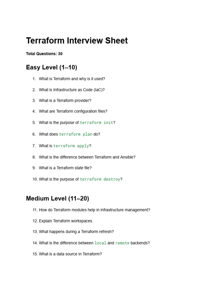 Terraform and Ansible Interview Questions | PDF | Computing | Systems ...