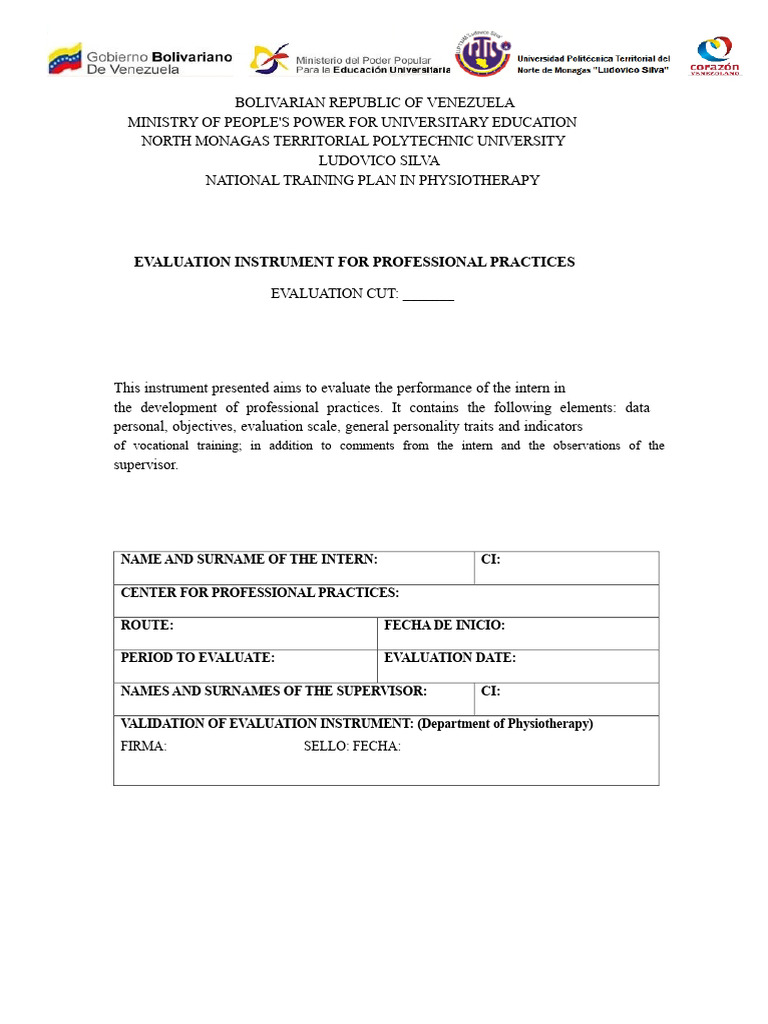 Physiotherapy Internship Evaluation Tool | PDF | Physical Therapy ...