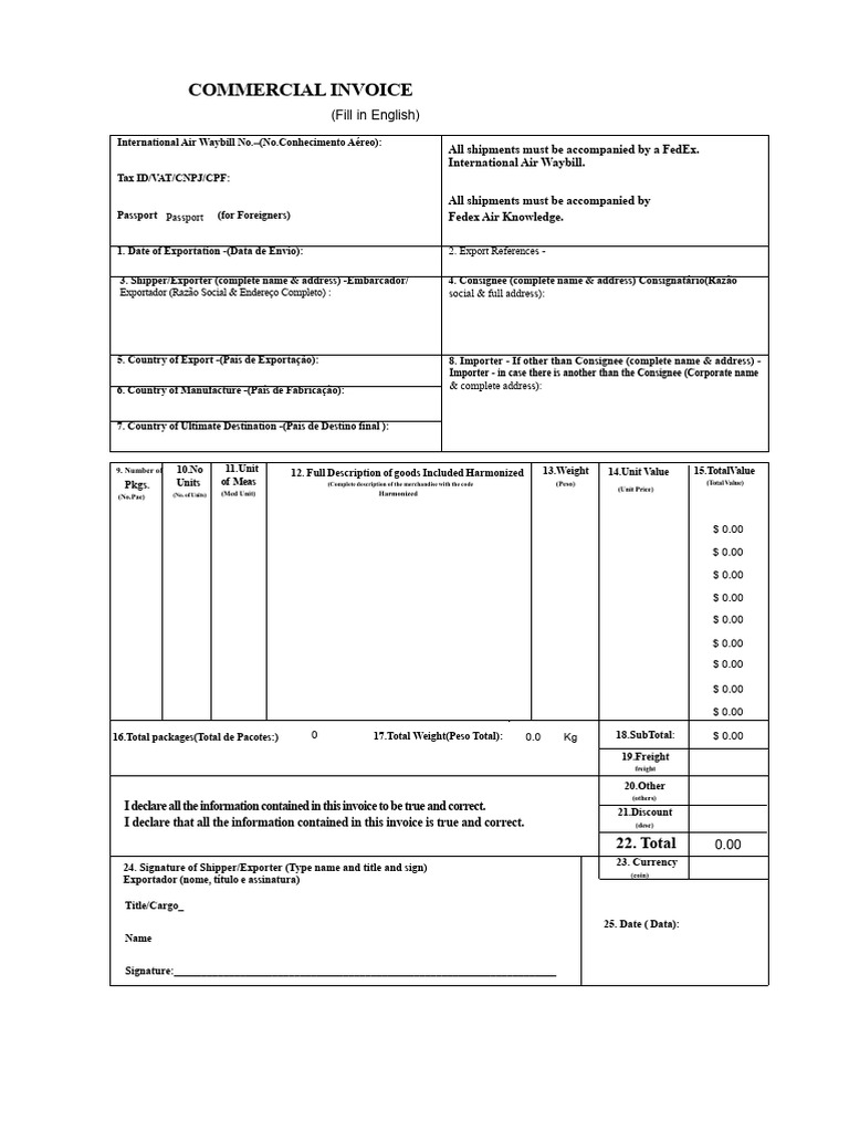 Commercial Invoice Template Guide | PDF