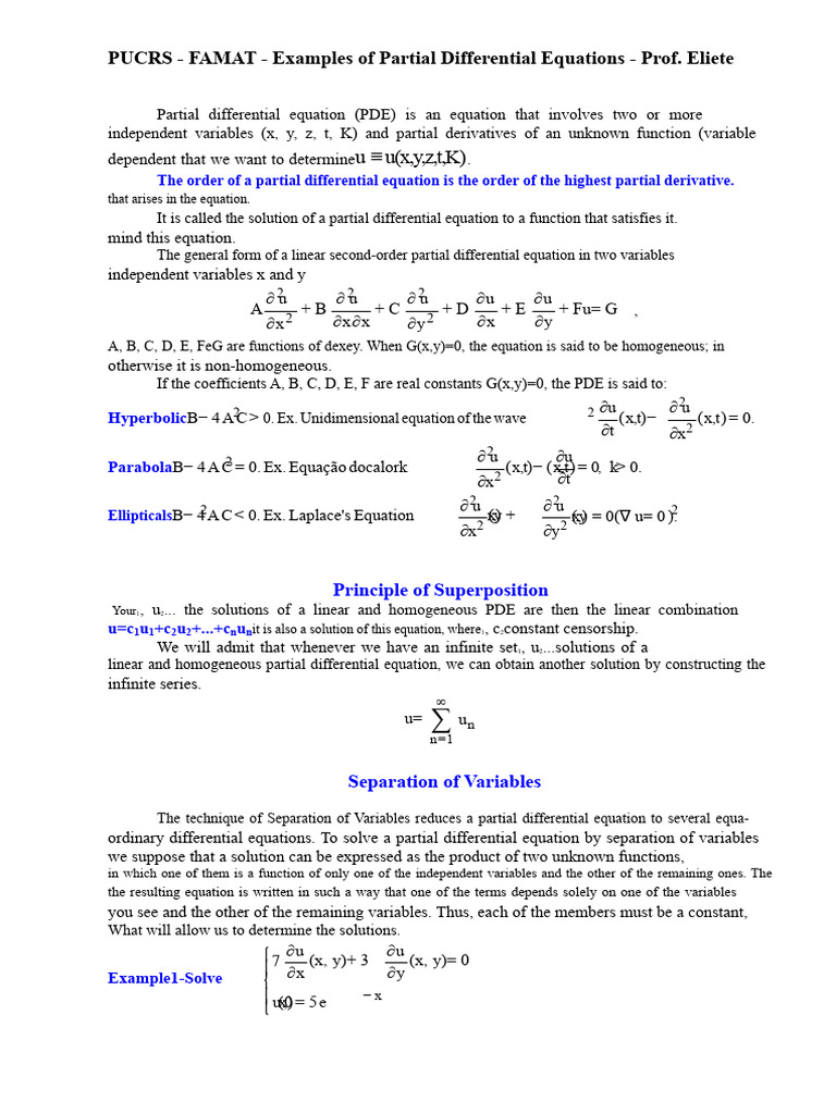 EDP Exercises Original List PDF | PDF | Partial Differential Equation ...