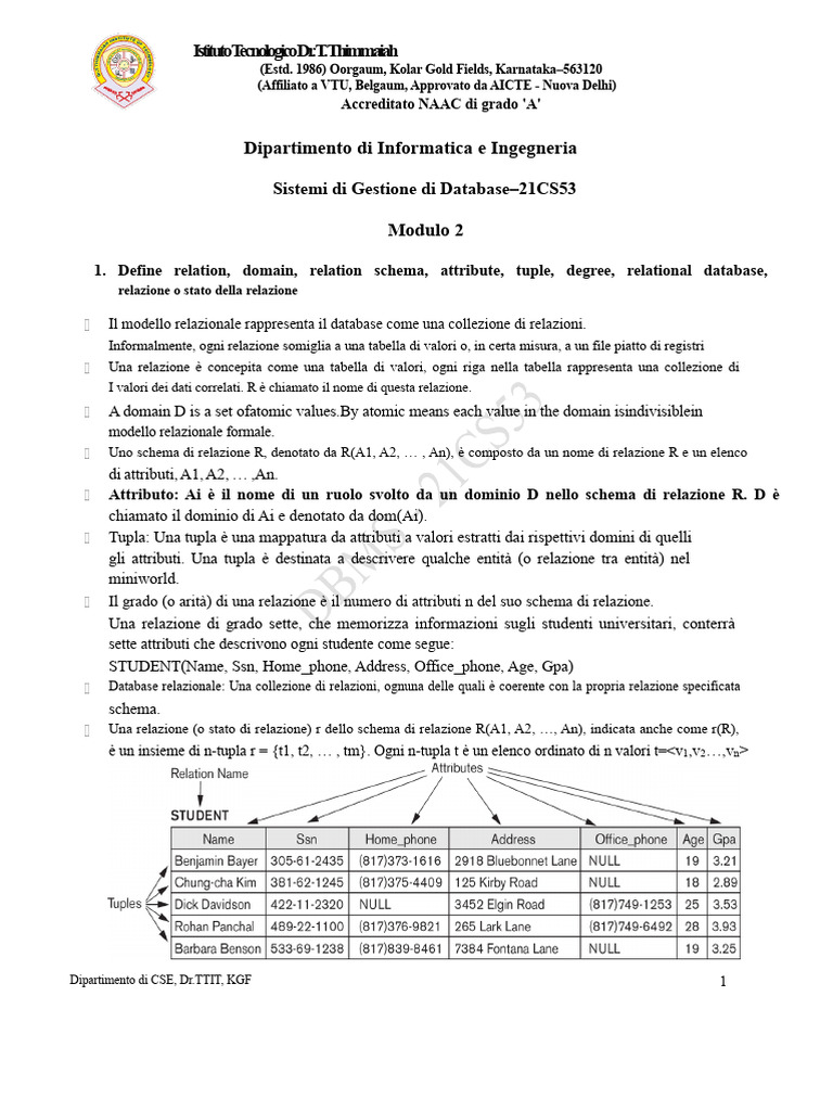 Domande e Risposte Del Modulo 2 DBMS | PDF