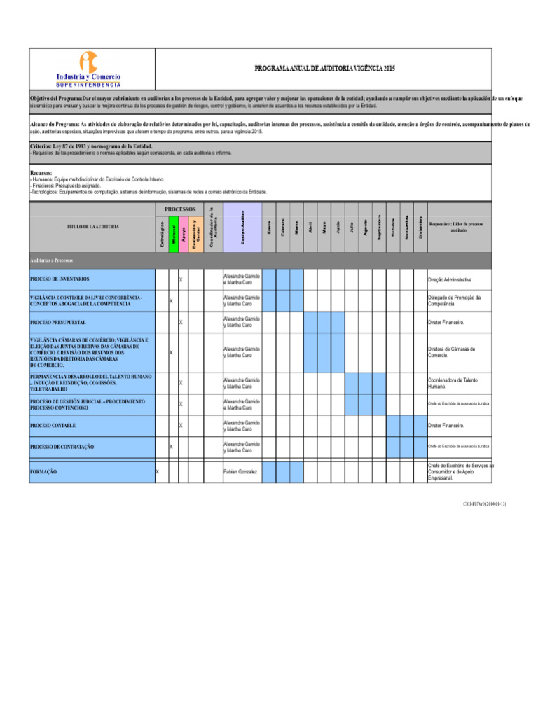 Programa Anual de Auditoria 2015 | PDF
