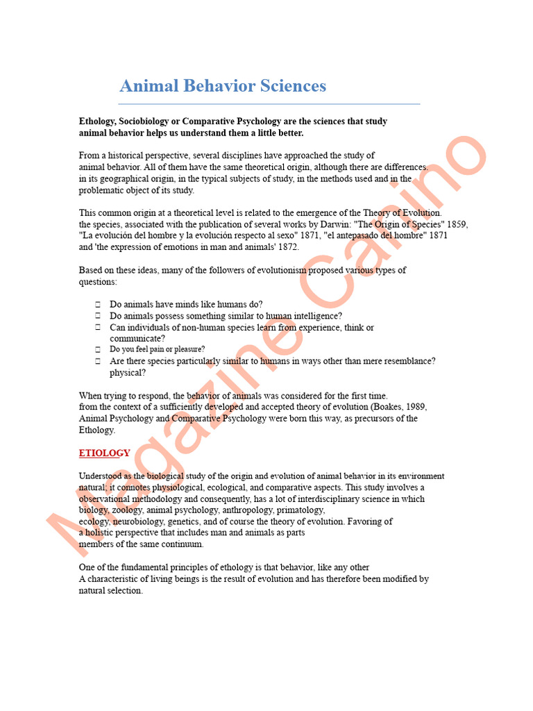 Understanding Animal Behavior Sciences | PDF | Sociobiology | Ethology