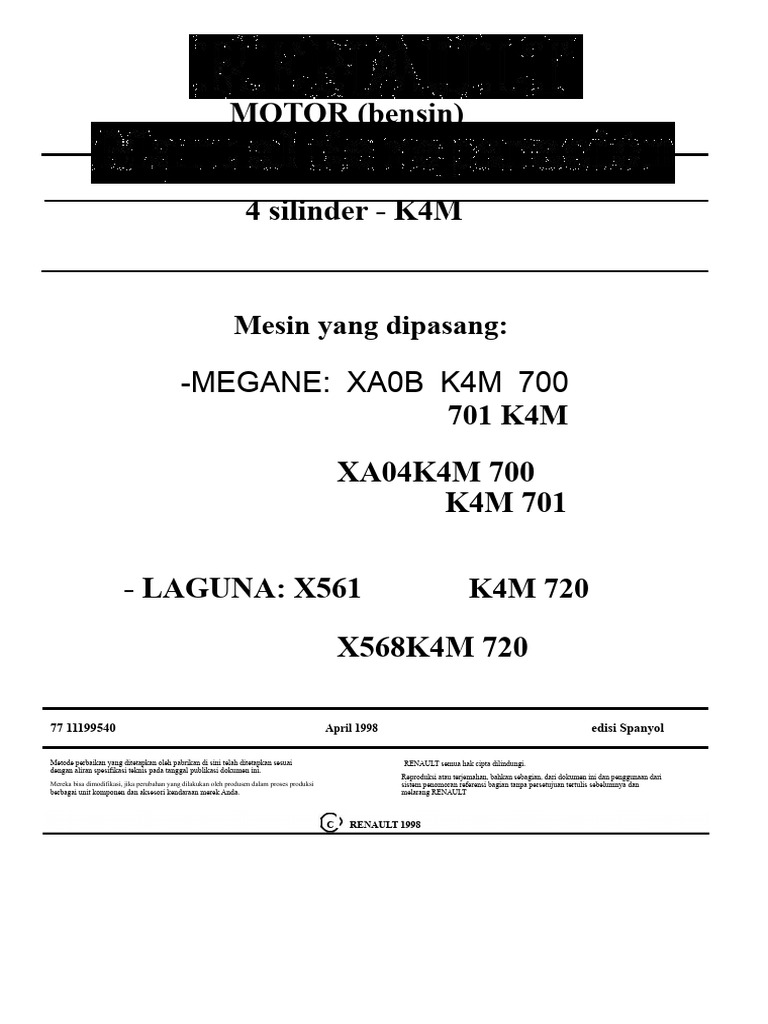 Spesifikasi dan Perbaikan Mesin K4M | PDF