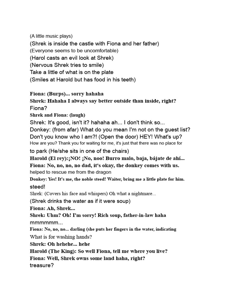 Shrek's Awkward Family Dinner Scene | PDF
