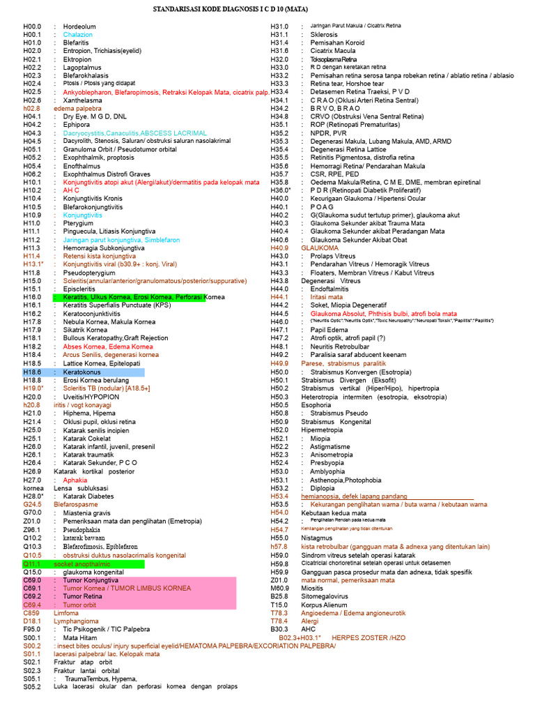 Standarisasi Kode Diagnosis Mata ICD-10 | PDF