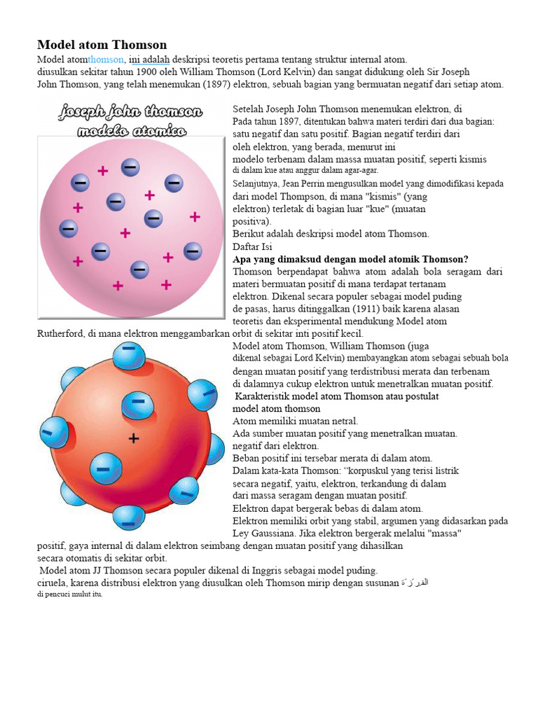 Model Atom Thomson: Puding Kismis Atom | PDF