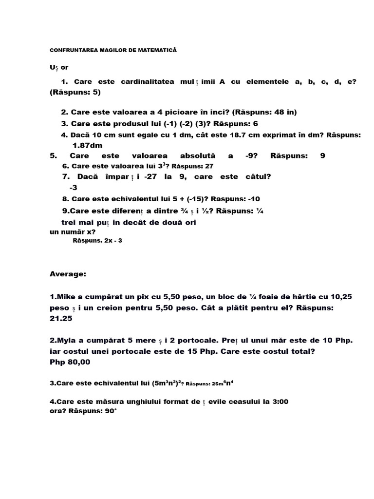MATH-CLASH-WIZARDS-Clasa A 7-A | PDF