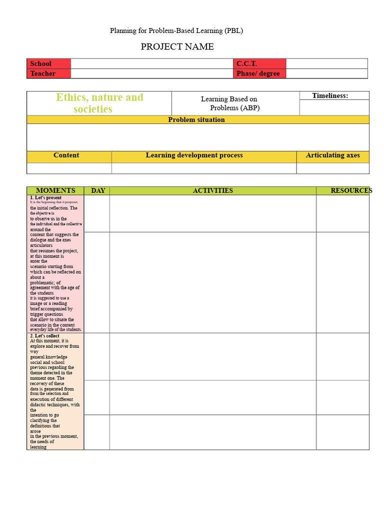 Problem-Based Learning Planning Guide | PDF | Knowledge | Learning
