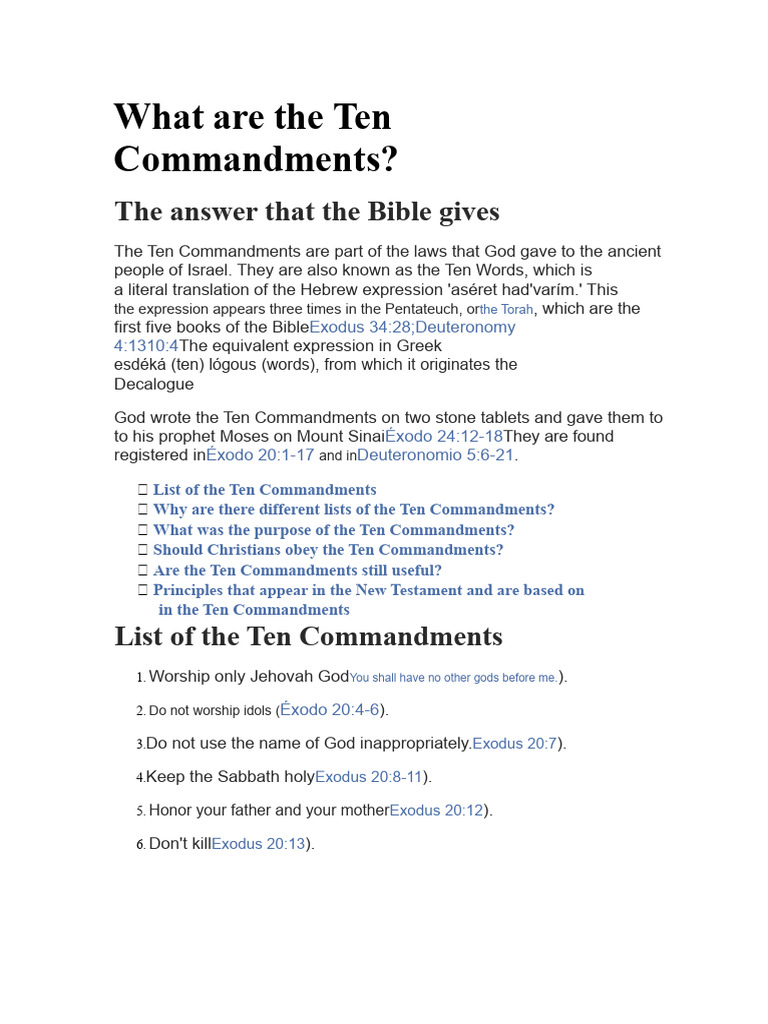 What Are The Ten Commandments? | PDF | Ten Commandments | The Exodus