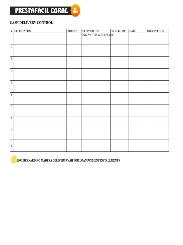 Cash Delivery Control | PDF