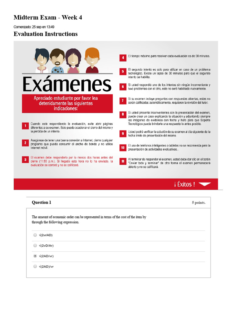 Midterm Exam Evaluation - Week 4 | PDF | Inventory