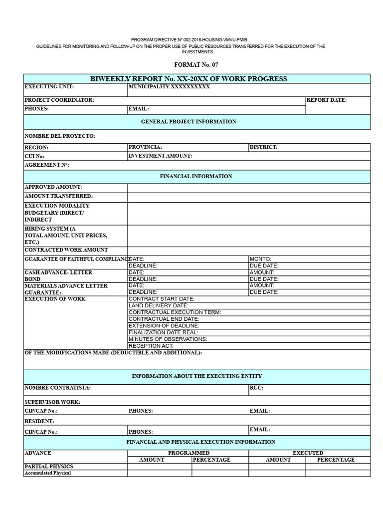 Biweekly Report Format-Pmib-Mvcs | PDF | Economies