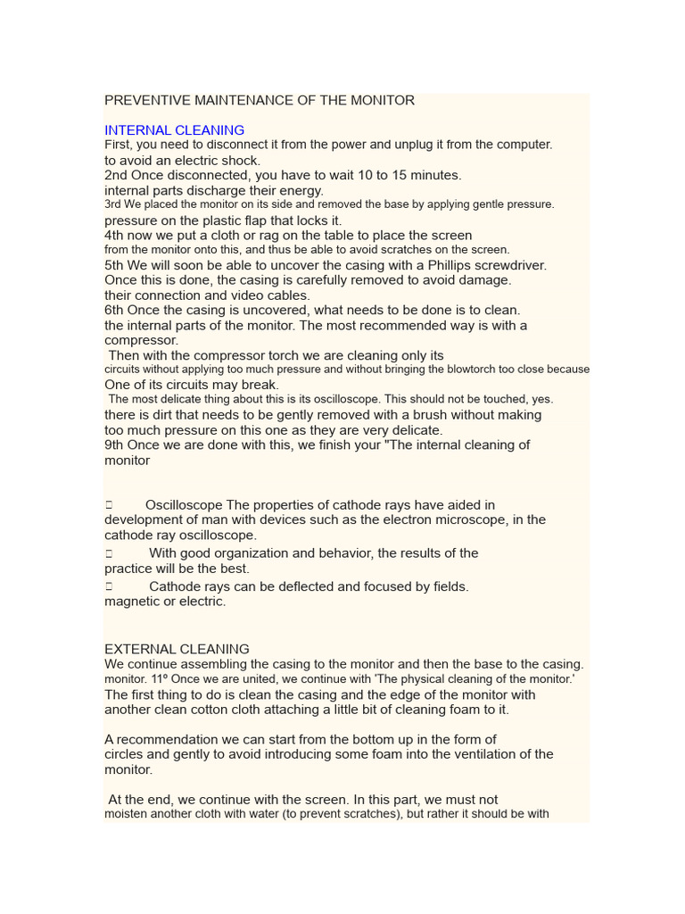 Monitor Preventive Maintenance Guide | PDF | Printer (Computing ...