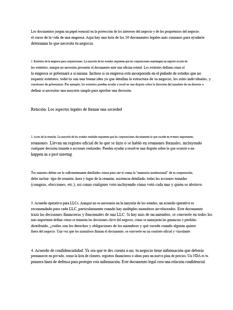 10 Documentos Legales Esenciales para Negocios | PDF | Acuerdo de no ...