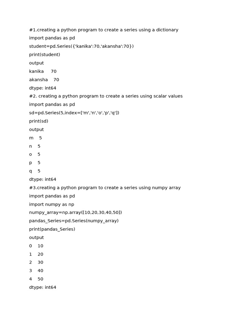 Python Series and DataFrame Examples | PDF | Computer Programming